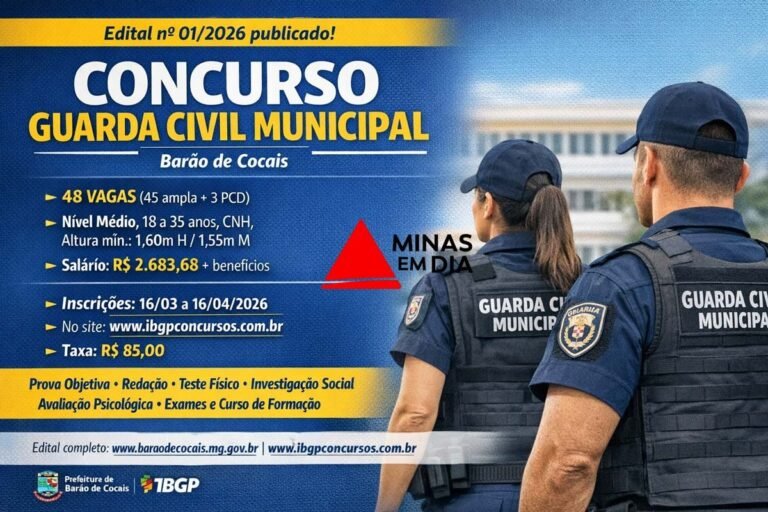Barão de Cocais; Inscrições para concurso público para Guarda Civil Municipal estão abertas