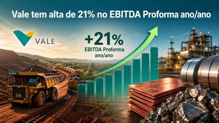 Vale tem alta de 21% no EBITDA Proforma ano/ano, apoiada por performance operacional robusta e preços mais favoráveis