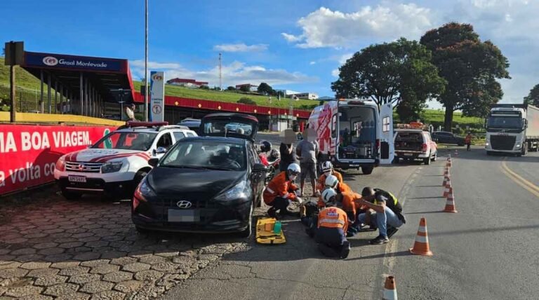 Motociclista fica ferida em colisão com carro na BR-381, em João Monlevade