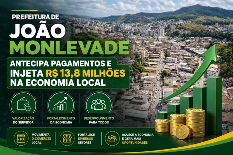 Prefeitura de João Monlevade antecipa pagamentos e injeta R$ 13,8 milhões na economia local