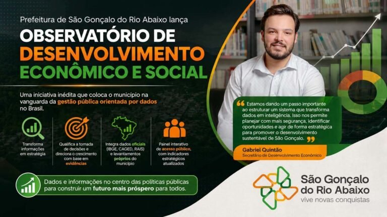 São Gonçalo do Rio Abaixo lança Observatório e fortalece gestão orientada por dados