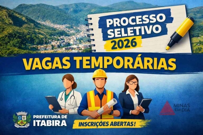 Salários de até R$ 6,9 mil; Novas vagas temporárias em Itabira têm inscrições abertas; veja como participar