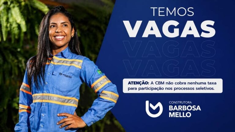 Construtora Barbosa Mello abre vagas de emprego em BH para Estágio, Contábil e Fiscal
