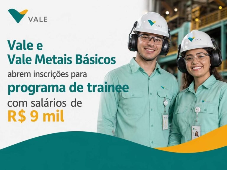 Vale e Vale Metais Básicos abrem inscrições para programa de trainee com salários de R$ 9 mil