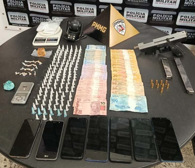 Operação da PM prende quatro suspeitos e apreende drogas e submetralhadora em Barão de Cocais