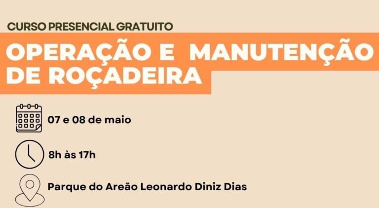 Prefeitura de João Monlevade promove curso gratuito de operação e manutenção de roçadeira no Parque do Areão