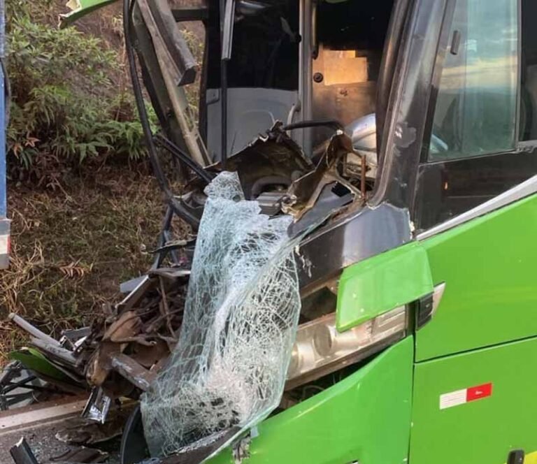 Ônibus da Pássaro Verde colide com carreta na BR-356 e deixa feridos