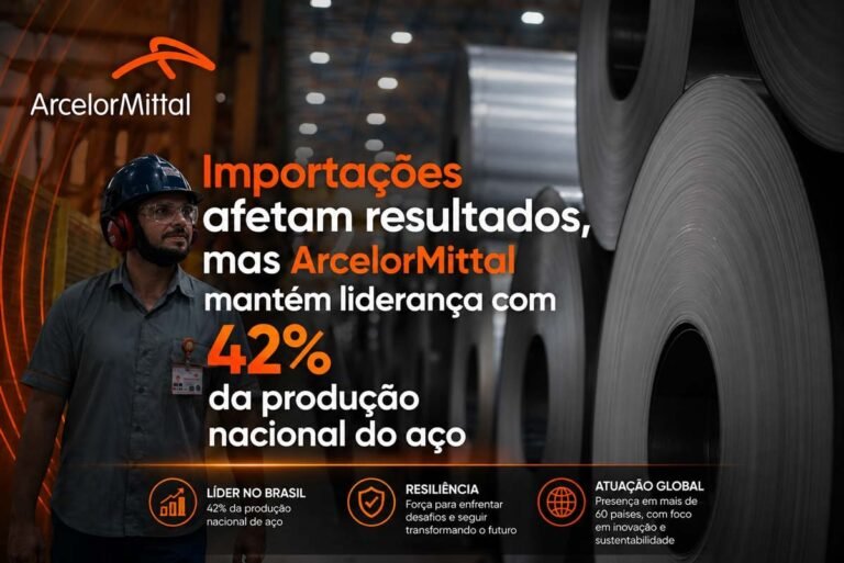 Importações afetam resultados, mas ArcelorMittal mantém liderança com 42% da produção nacional do aço