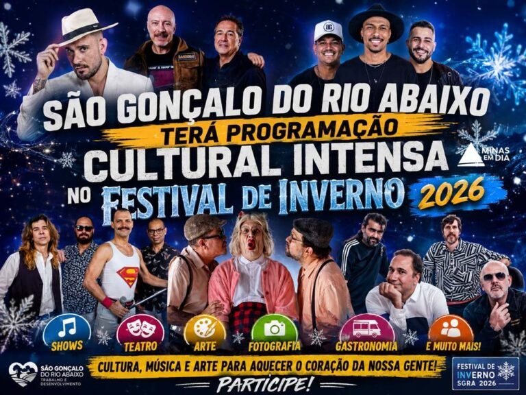 Festival de Inverno 2026 de São Gonçalo do Rio Abaixo terá Biquini, Ira! e Diogo Nogueira e muito mais!
