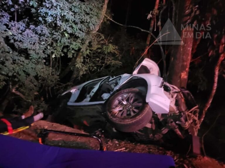 Carro capota com vários jovens e mobiliza Corpo de Bombeiros na rodovia AMG-1665 em Minas