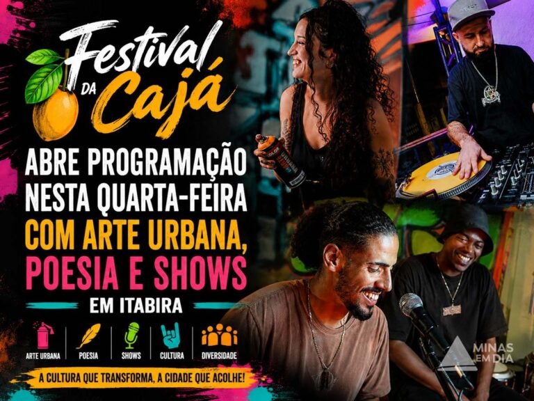 Festival da Cajá abre programação nesta quarta-feira com arte urbana, poesia e shows em Itabira