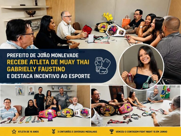 Prefeito de João Monlevade recebe atleta de Muay Thai Gabrielly Faustino e destaca incentivo ao esporte