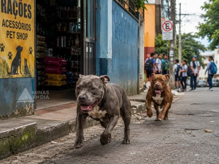 Pit Bulls soltos matam gato, invadem estabelecimentos e causam alerta próximo a escola em BH