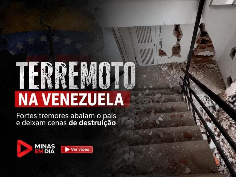 Vídeo mostra homem descendo escadas em meio aos destroços após forte terremoto na Venezuela