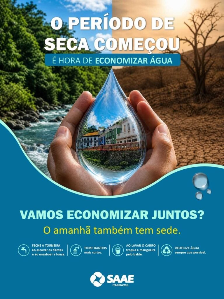 Período de seca reforça a importância do consumo consciente de água em Itabira