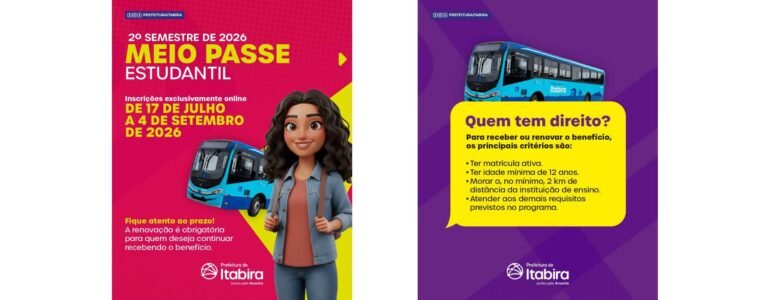 Meio Passe Estudantil abre inscrições para o segundo semestre em Itabira