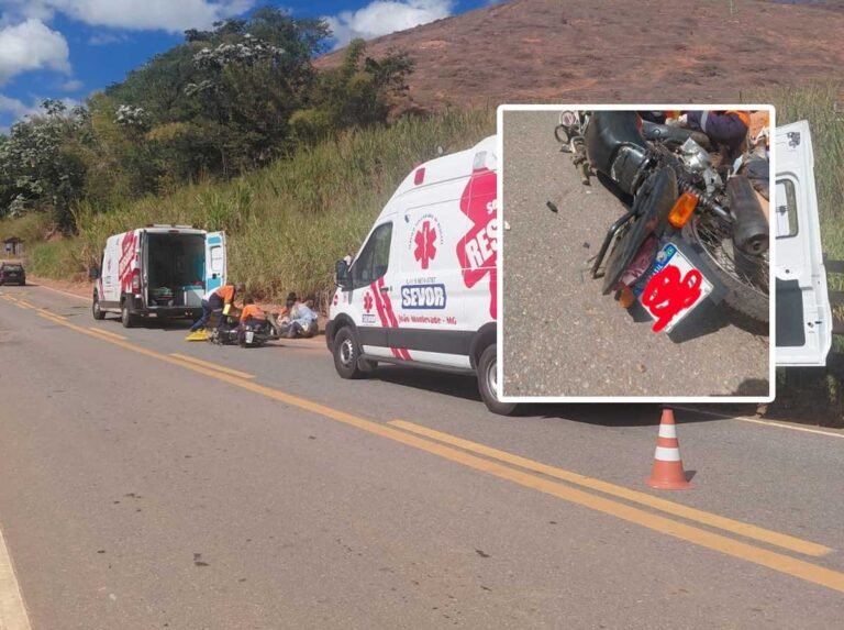 Motociclistas ficam feridos após pneu estourar em rodovia entre Rio Piracicaba e Alvinópolis