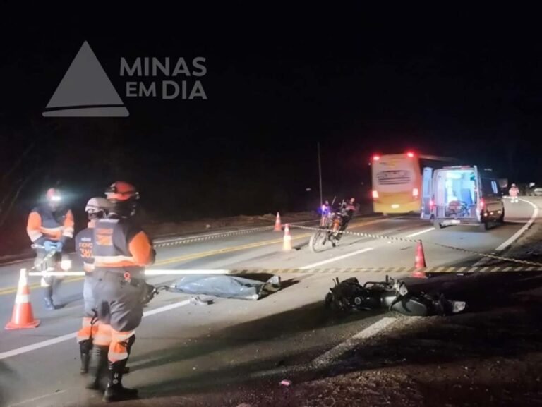 Colisão entre caminhão e moto deixa motociclista morto na BR-381, em São Gonçalo do Rio Abaixo