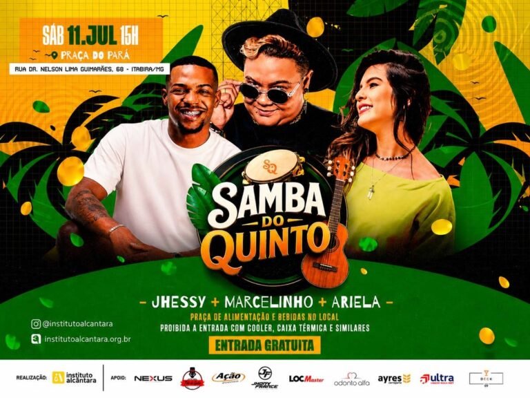 Samba do Quinto leva música gratuita às praças de Itabira a partir de julho