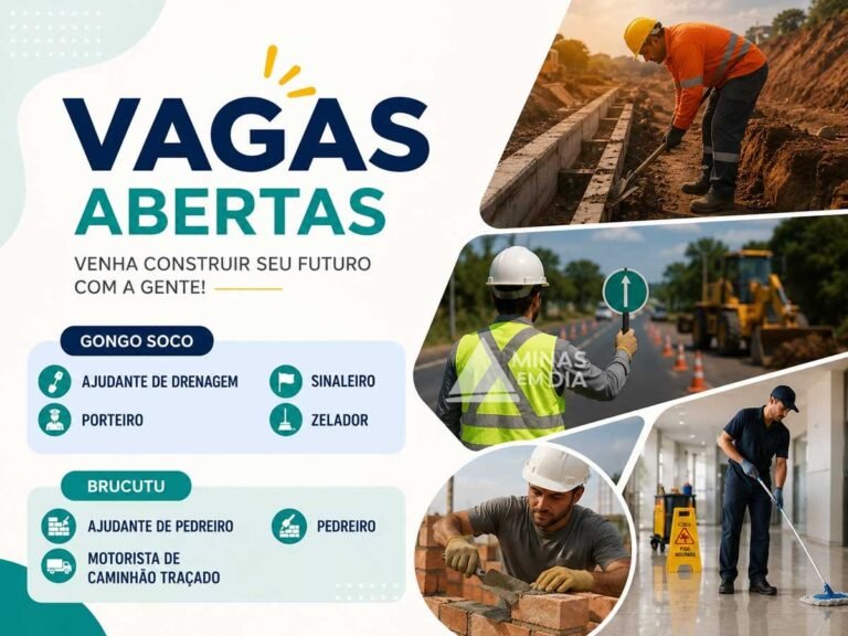 Empresa abre novas oportunidades de emprego para atuação nas Minas de Gongo Soco e Brucutu