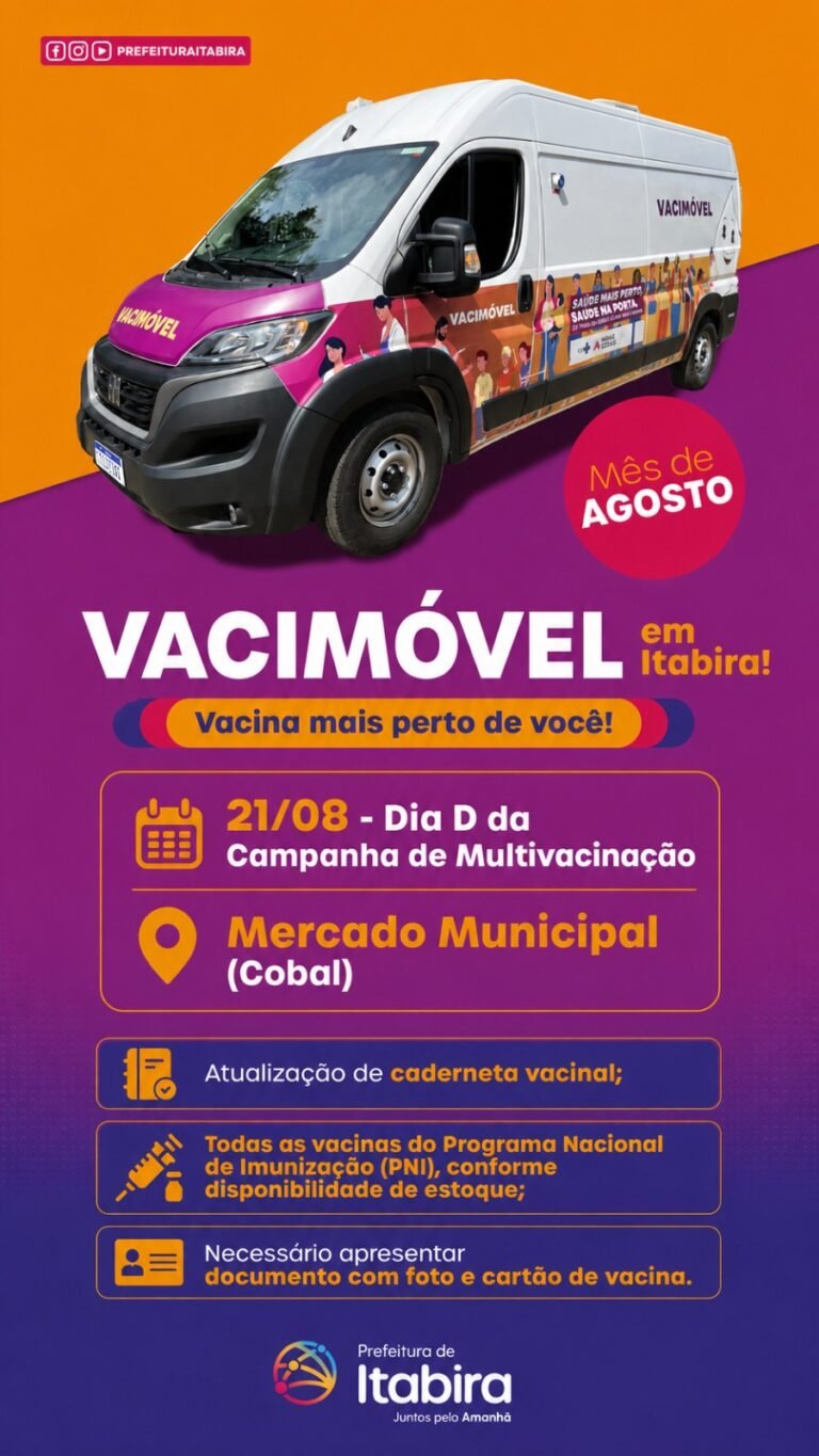 Abertura do Dia D da Campanha de Multivacinação acontece nesta sexta-feira em Itabira
