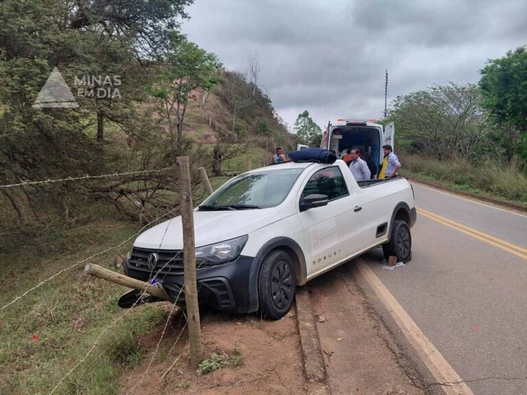 Acidente na MG-123 deixa motorista ferido em Rio Piracicaba