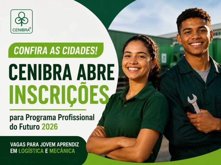 Confira as cidades! CENIBRA abre inscrições para Programa Profissional do Futuro 2026 com vagas para Jovem Aprendiz