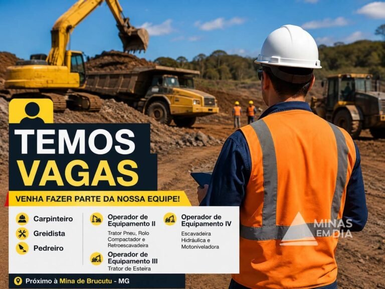 Empresa abre vagas para trabalhar próximo à Mina de Brucutu; veja os cargos