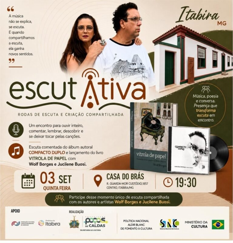 ITABIRA RECEBE O ESCUTATIVA, ENCONTRO QUE TRANSFORMA A ESCUTA MUSICAL EM EXPERIÊNCIA COMPARTILHADA